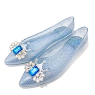 Flat Bottomed Women Sandals Fashionable Pointed PVC Jelly Shoes 2025 Summer Shiny and Versatile Beac