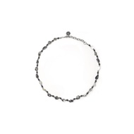MSK01 Black Hair Crystal/Small Round Black Agate Steel Ball Necklace LIMITED EDITION