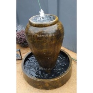 S83 Feng Shui 100cm Sandstone Round Water Pond Pot Fountain Garden Water Feature 风水流水喷泉瀑布池 Fish Outd