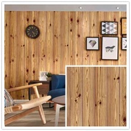 Wallpaper sticker dinding 3d motif serat kayu garis elegan anti air