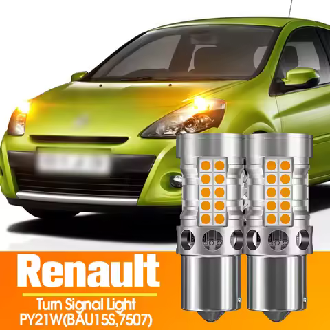 2pcs LED Turn Signal Light Blub Lamp Canbus PY21W BAU15S For Renault Clio 3 Kadjar Kaptur Koleos 1 L