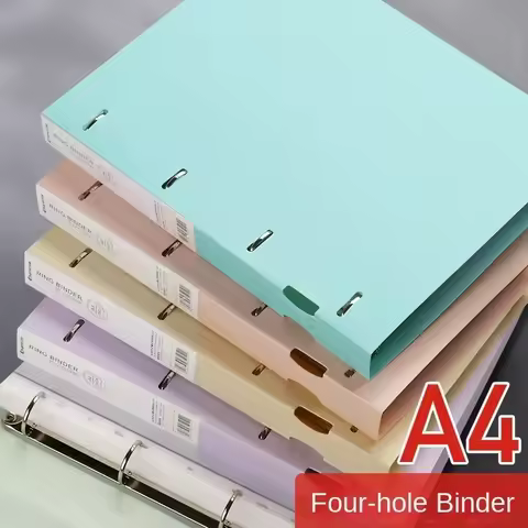 NEW Portable 4-Hole D-Type Folder A4 Plastic Storage Folder Loose-Leaf Storage Box File Bag Student