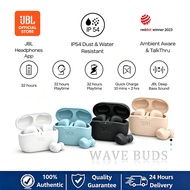 JBL Wave Buds true Bluetooth wireless earphones with built-in microphone, semi-in-ear sports calling