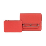 Hermes Roulis Slim豬鼻子子母包錢包Chevre Mysore山羊皮銀扣OE德克薩斯粉Y