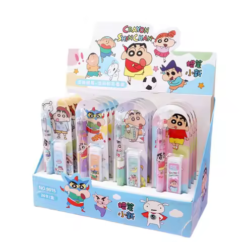 6/24pcs Anime Crayon Shin-chan Mechanical Pencil 0.5mm Press Pencils Cartoon Pencil Office Students 