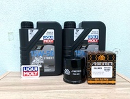 ชุดถ่ายน้ำมันเครื่องER6N Versys 650 Ninja650 Ninja400 LIQUI MOLY 15w-50พร้อมรองน้ำมันเครื่อง แถมแหวน