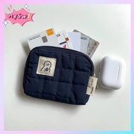 NQSW Cotton Makeup Storage Bag Solid Color Checkered Pattern Storage Handbag Simplicity Soft Checkered Makeup Bag