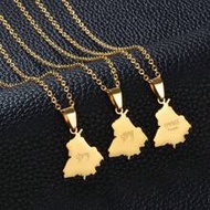 1Piece India Punjab Map Pendant Necklaces Stainless Steel Jewelry For Women Girls