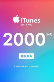 印度 India Apple iTunes Gift Card 2000 INR