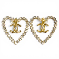全新 △CHANEL L23C AB9926 Coco Mark 心型水晶水鑽耳環（一對）金色 義大利製 女士耳環 附盒