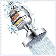 (JHWU) 1Set Filtered Shower Head High Pressure 5 Modes Shower Head Silver with Filters 16 Stage Show