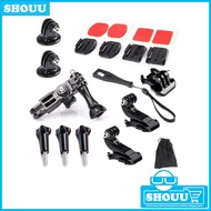 Helmet Surface Base Adapter 3 Way Tripod Mount Kit For Gopro Fusion Sjcam Sj4000 Action Camera Set