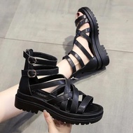 Ulzzang Sepatu Sandal Wanita Flat Open Toe Korea Casual Platform Sandals Retro Vintage Beach Sports 