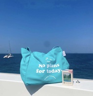 “No plans for today canvas tote bag” (TURQUOISE)