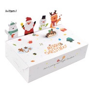 [LV] Christmas-themed Gift Boxes 10pcs Christmas Gift Box Set Festive 3d Santa Snowman Elk Bear Design Capacity Paper Treat Bags for Cookies Chocolates Party for Holiday