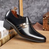 Leather 38-46 Formal Zip Wedding Hight Heel Shoes Party Shoes Increase 6cm Men Business Shoes