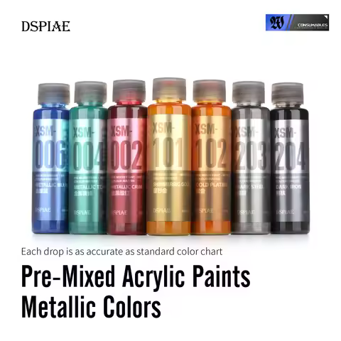 DSPIAE XSM 2026 New Model Hobby DIY Airbrush Paint Set 50ML Metallic Water-Based Pigments Pre-Mixed 