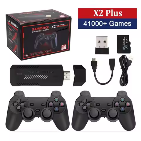 X2 Plus Game Stick 4K HD 2 4G Retro Video Game Console Wireless Controller TV 50 Emulator PS1 N64 DC