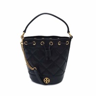 【TORY BURCH】高質感菱格紋圓標LOGO水桶兩用包-黑色