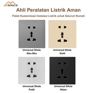 JK SPACE Universal 5Hole/ Socket Switch Home Switch JK SPACE Combination silver switch luxury switch