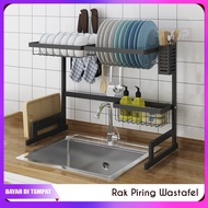 COD - Rak Piring Wastafel 2 Susun Hitam Anti Karat Serbaguna 65cm - PACKING STANDAR // atas westafel / model terbaru promo / stainless / susun / tertutup / lemari dapur / kecil mini / portable / plastik murah / dishrack