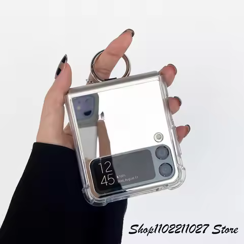 Luxury Korean Portable Ring Mirror Simple Case for Galaxy Z Flip 7 Flip8 Z Flip4 Flip3 Zflip4 Zflip5
