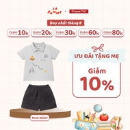 La Pomme polo neck short sleeve set to play with me - Cool Natural Cotton yarn - Boys - 9M - 5Y