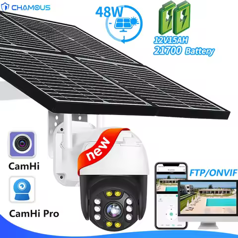 24/7 Loop Record Wireless 4G Outdoor Camera 48W Solar Panel Surveillance Cam With WiFi CCV Security 