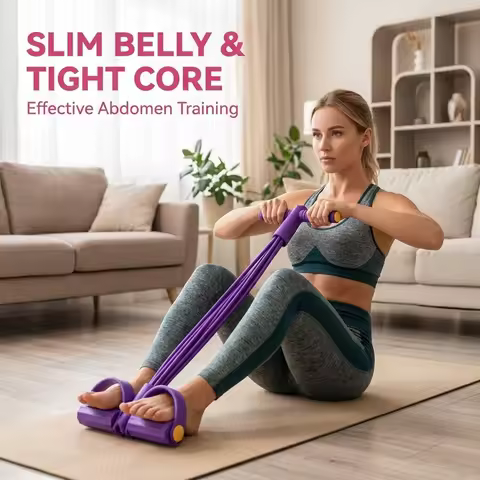 6 Tube Foot Pedal Resistance Band Elastic Pull Rope Abdominal Trainer Home Yoga Slim Leg Arm Back Fi