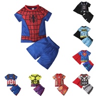 DS ~ Summer Kids pyjamas Boys Cartoon Ironman Hulk Spiderman Captain America Thor Short Sleeved Pajamas Set 41