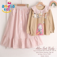 KATUN Alin set kids by ameliakids, Top conbad 20s haruka cotton Skirt.