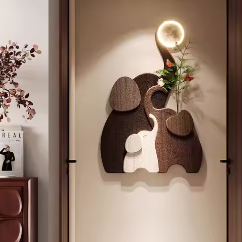 Elephant entrance decoration painting, three-dimensional corridor, corridor wall lights, ancient sty