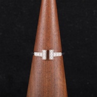 TIFFANY&CO(蒂芙尼) Tiffany T 線形戒指 12鑽 18K白金/鑽石 51 白金