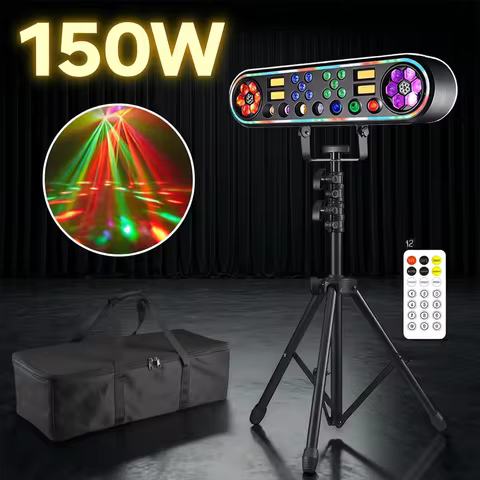 150W 5in1 Double Bee Eye Stage Light DMX512 Sound Activated Strobe RGBW LED Effect Light for DJ Disc