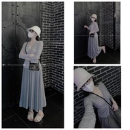 Set Women's 2S Fishtail T-shirt Dress Mix Long Sleeve Bozip Freesize 40-65kg Model VAYDCAAOKHOACTANK