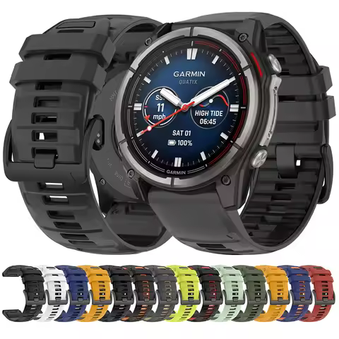 QuickFit 22mm/26mm Two-tone silicone band For Garmin Quatix 8 Pro 47mm 51mm/Tactix DELTA/D2 Mach 2/I