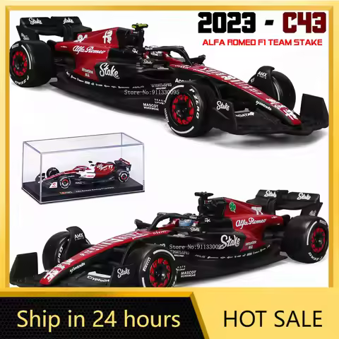 Car Stickers Bburago 1:43 F1 2023 24# Zhou Guanyu Alfa Romeo F1 Team Stake C43 77# Valtteri Bottas A