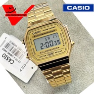 นาฬิกา  Casio A168WG (ประกัน CMG ศูนย์เซ็นทรัล1ปี) นาฬิกาข้อมือ สายสแตนเลส รุ่น A168WG-9WDF - Gold Veladeedee 168WG A-168WG