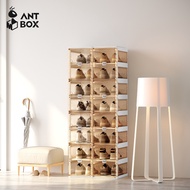 ANTBOX Side Clear Shoebox Display Cabinet 16Pairs Installation Free Sturdy Shoe Organizer Foldable S