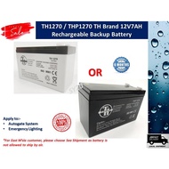 TH1270 TH Brand 12V 7AH Rechargeable Seal Lead Acid Back Up Battery - Autogate / Emergency Lighting 