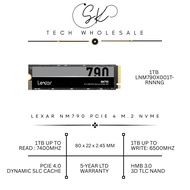 [SK TECH] LEXAR NM790 PCIE 4.O 1TB M.2 NVME SSD R: 7400MB/S W: 6500 MB/S (LNM790X001T-RNNNG) 5-YR LT
