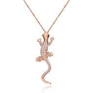 Uloveido Fashion Cubic Zirconia Pave Gecko Lizard Necklace Animal Pendant Lucky Amulet Necklaces N10