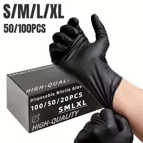 Black Nitrile Gloves Thickened Disposable Cleaning Gloves-Perfect for Tattoo, Hairdressing, and Home