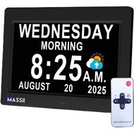 MASSII Digital Clock Voice-Talking Date and Time, 20 Alarms Custom Reminder, Large Numbers, Auto DST