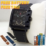 Jam Tangan Swiss Army Pria Original Strap Kulit Tanggal Aktif Bonus Tali dan Battery Cadangan Box da