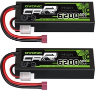 OVONIC 2S Lipo Battery 50C 6200mAh 7.4V Lipo Battery with Dean-Style T Connector for 1/8 1/10 RC Car