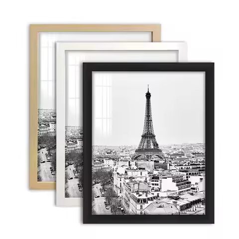 "8x12" Inch Frame Black White Wood Grain Document Photo Frame 21x30cm A4 Poster Canvas Painting Disp