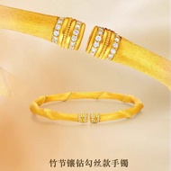 Gold 999.9 Bamboo Series Ancient Method Handmade Filament Bracelet Women Fashion All-Match Bamboo Di