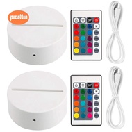2 Pack 3D Night LED Light Lamp Base + Remote Control + USB Cable, 16 Colors Light Show Display Stand