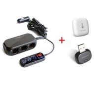 RHUNDO RS-20ST 3-way Car Cigarette Lighter Splitter/Adapter/Charger + 2 USB 3.4Amp, with Remote Touc